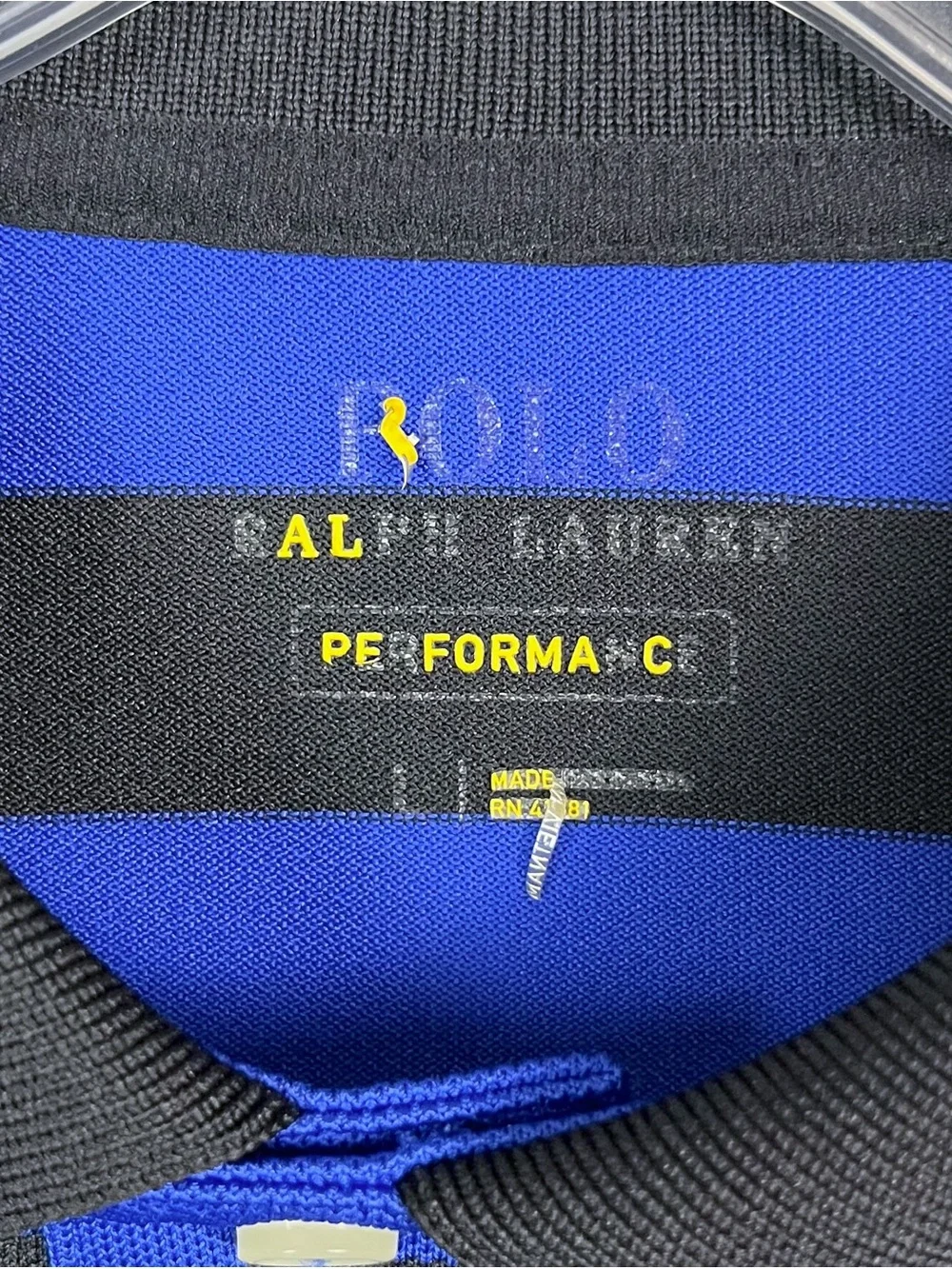 Polo Ralph Lauren Performance Polo Men’s L Short Sleeve Shirt Blue Black Striped